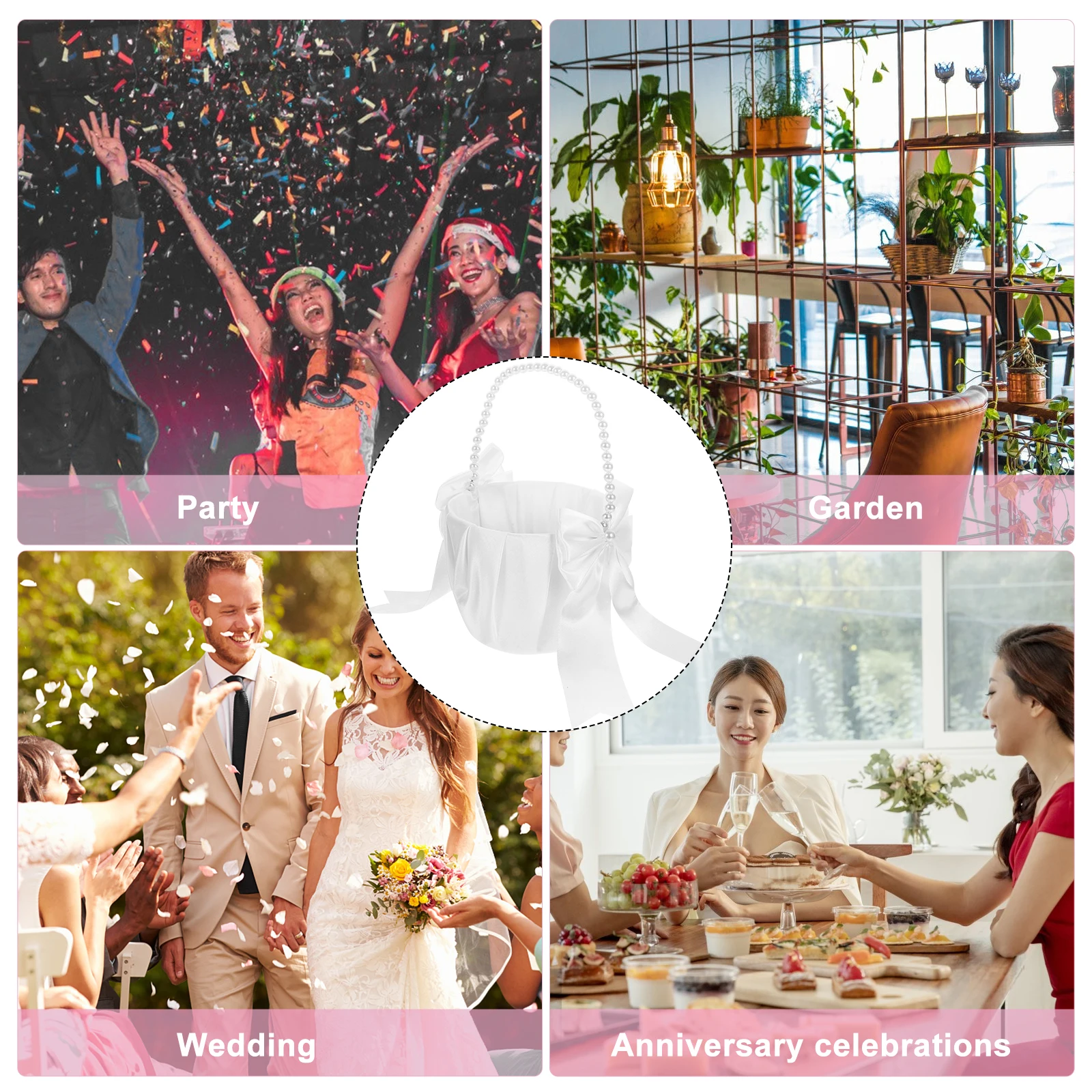 

Flower Basket Wedding Flowers Supplies Props Elegant Petal for Cloth Bride