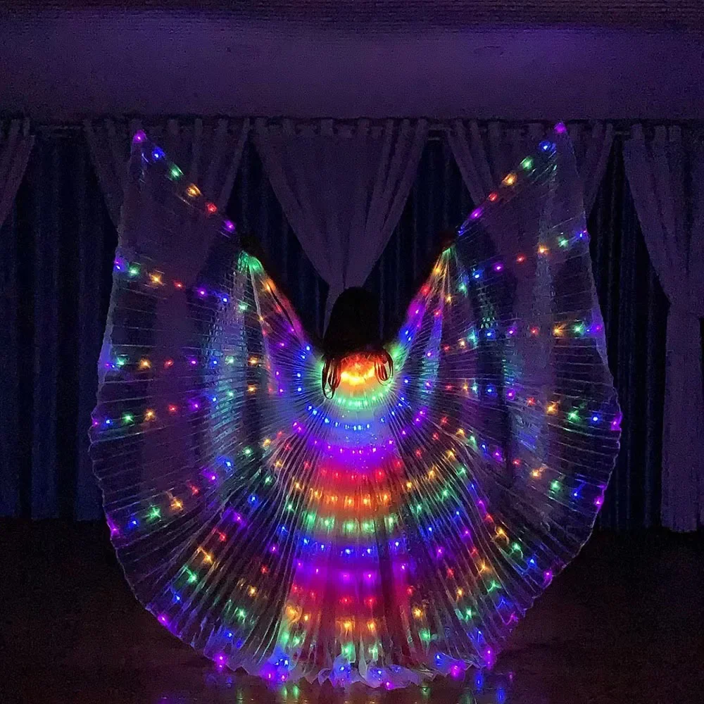 LED Wings Belly Dance Performance Fluorescent Butterfly Isis Wings Prop Shining Light Carnival Costumes Accessories for Adult