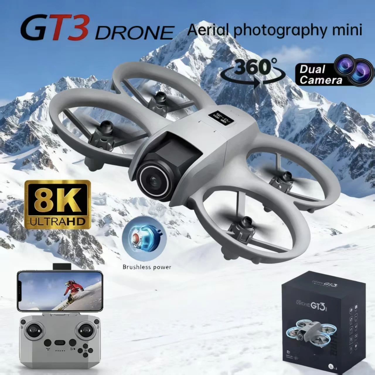 

GT3 MAX Мини Дрон 5G Профессиональный 8K HD Аэрофотосъемка Пульт дистанционного управления Самолет HD Двойная камера Квадрокоптер для мальчиков Игрушки Подарки