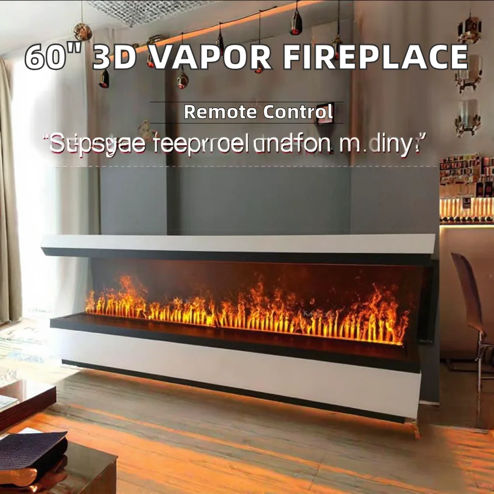 Hot Selling 60-Inch 3D Fogging Built-In Electric Fireplace Household Use Remote Controlled LED Overheating Protected APP Switch