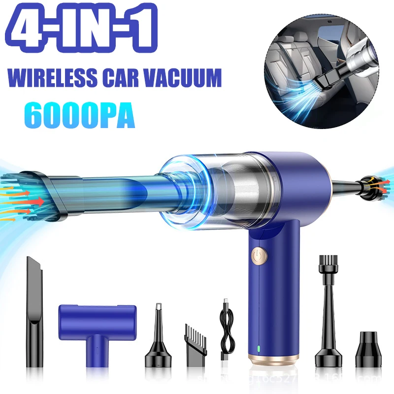

4in1 Car Vacuum Cleaner High Power Portable Handheld Wireless Brushless Motor Cleaning Machine Powerful Strong Vacuum Cleaner