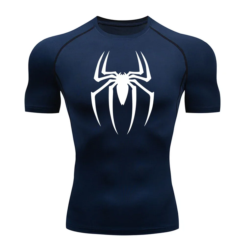2025 Summer New Men's Spider Printed Sports Top Quick drying Breathable Fitness Training Loose Large Running Clothes image 3