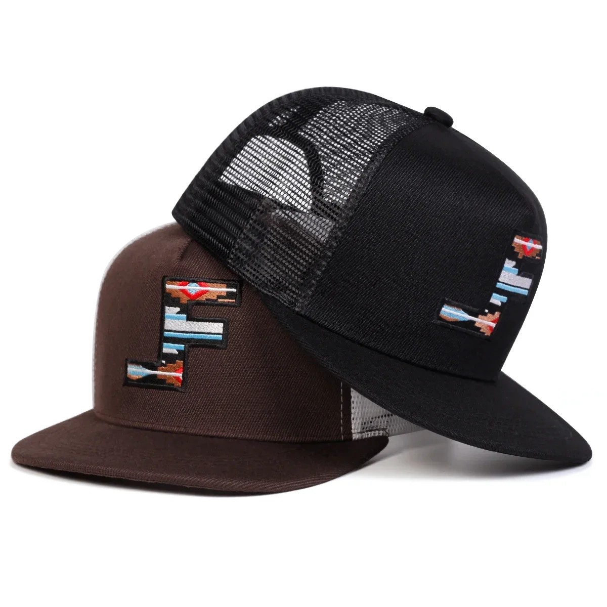 Unisex F Letter Embroidery Hip-hop Net Hats Spring and Summer Outdoor Adjustable Casual Baseball Caps Sunscreen Hat Sports Cap