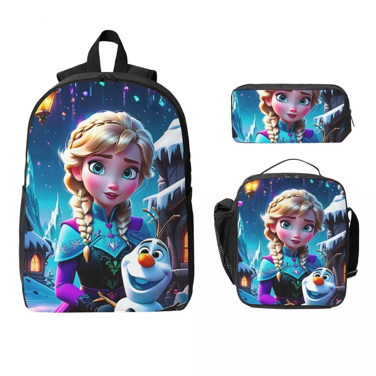 

Frozen Backpack Student Boys Girls BookBag School Bag Computer Shoulder Bags 3ps Insulated Lunch Bag Pencil Case