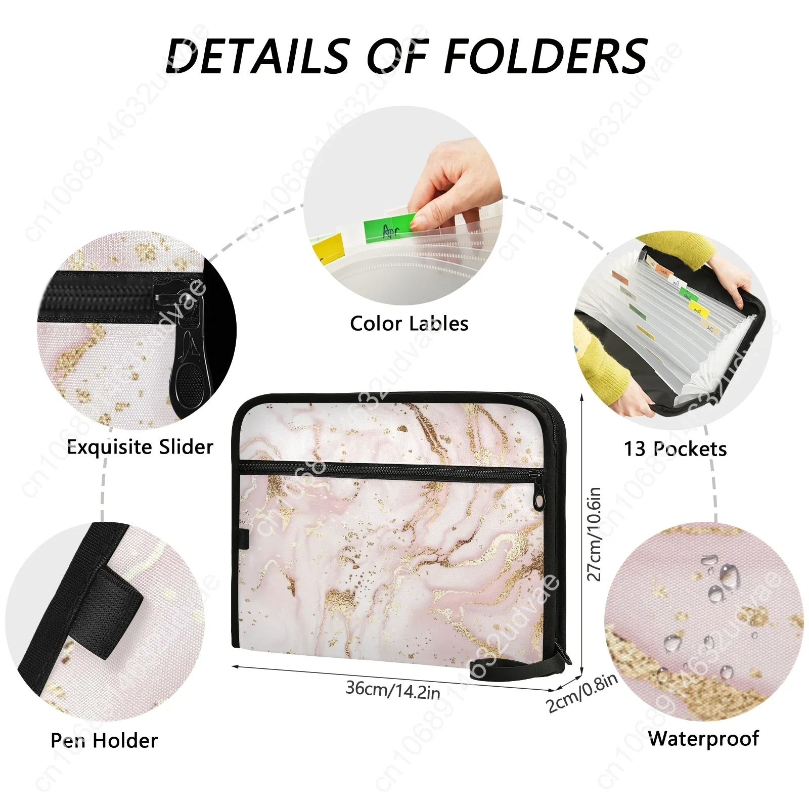 A4 Multifunction Marble Print Expanding File Folder Accordion School Desk Organizer Document Holder Letter Stationery Portable