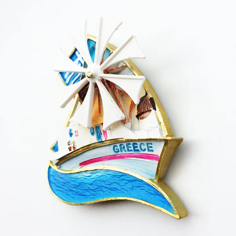 Greek boat Fridge Magnet cultural landscape tourism souvenir resin decoration message stickers handicrafts