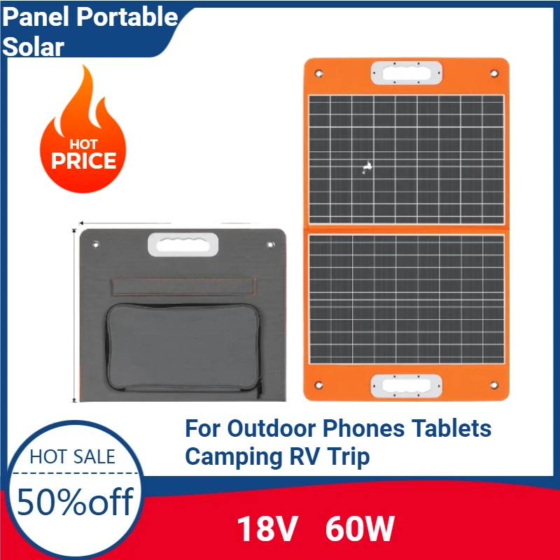 

New 60W Foldable Solar Panel Portable Solar Charger with DC Output USB-C QC3.0 for Outdoor Phones Tablets Camping RV Trip