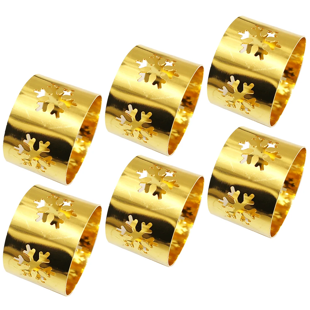 

6pcs Snowflake Napkin Rings Elegant Metal Alloy Holders Sturdy Lightweight Christmas Fine Buckles Easy Clean Kitchen