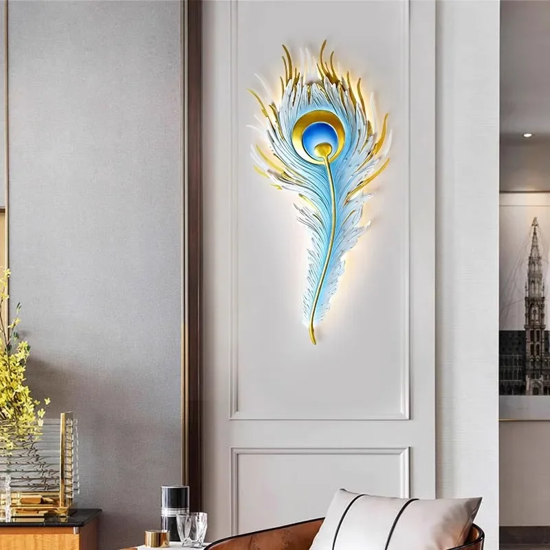 Noble Peacock Feather Wall Lamps Bathroom Restaurant Bedroom Wall Lights for Home Decor Living Room Led Mirror Lighting Fixtures