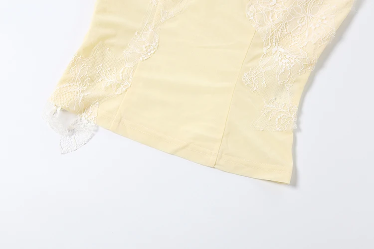 Weird Puss Pailletten-Spitzen-Patchwork 2-teiliges Set für Damen, durchsichtiges Camisole mit tiefem Ausschnitt + Rock mit elastischem Bund und Stufenabschluss, süße Sommer-Outfits – Detail 13