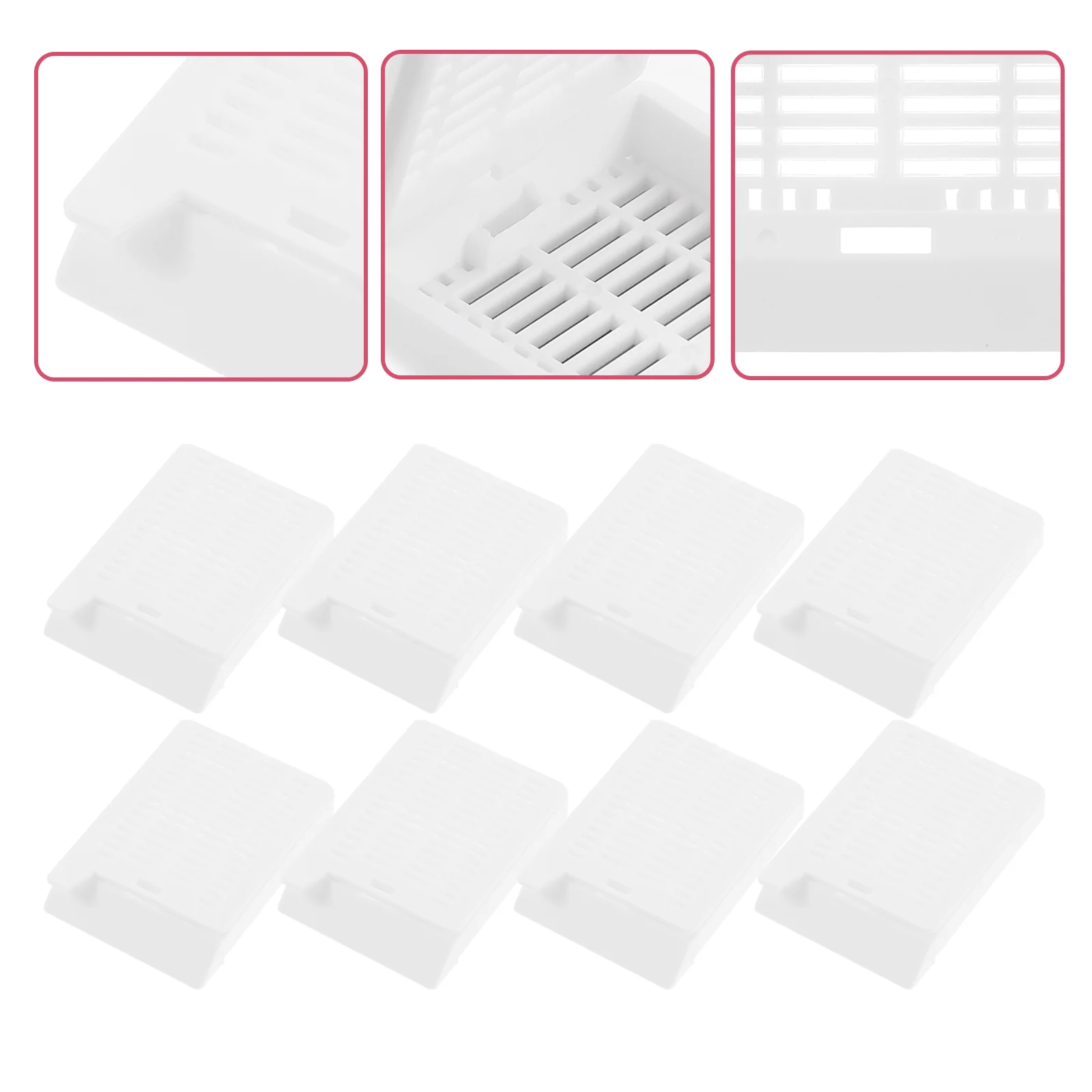 

200 PCS Cassettes Flow Through Strip Hole Scientific Conjoined Tissue Embedding White with Cover