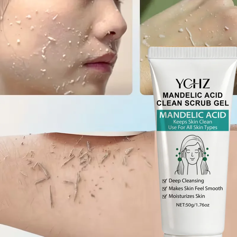 Gel limpiador con ácido mandélico de 50 g: limpia profundamente y desobstruye los poros, contiene aloe vera y esencia de rosa, deja la piel suave y delicada, adecuado para todo tipo de piel.