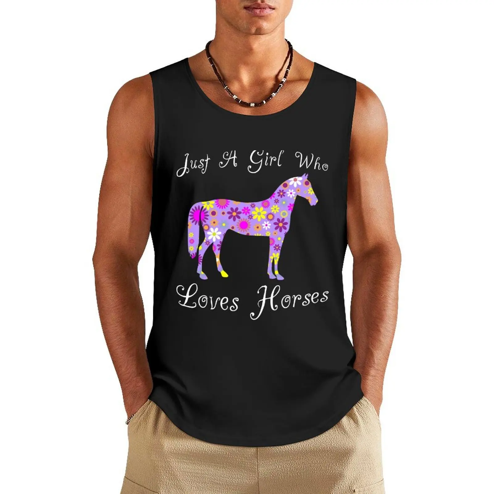 

Just A Girl Who Loves Horses - Cute Equestrian Lover Gifts Tank Top Top gym shirt men Men's gym clothing