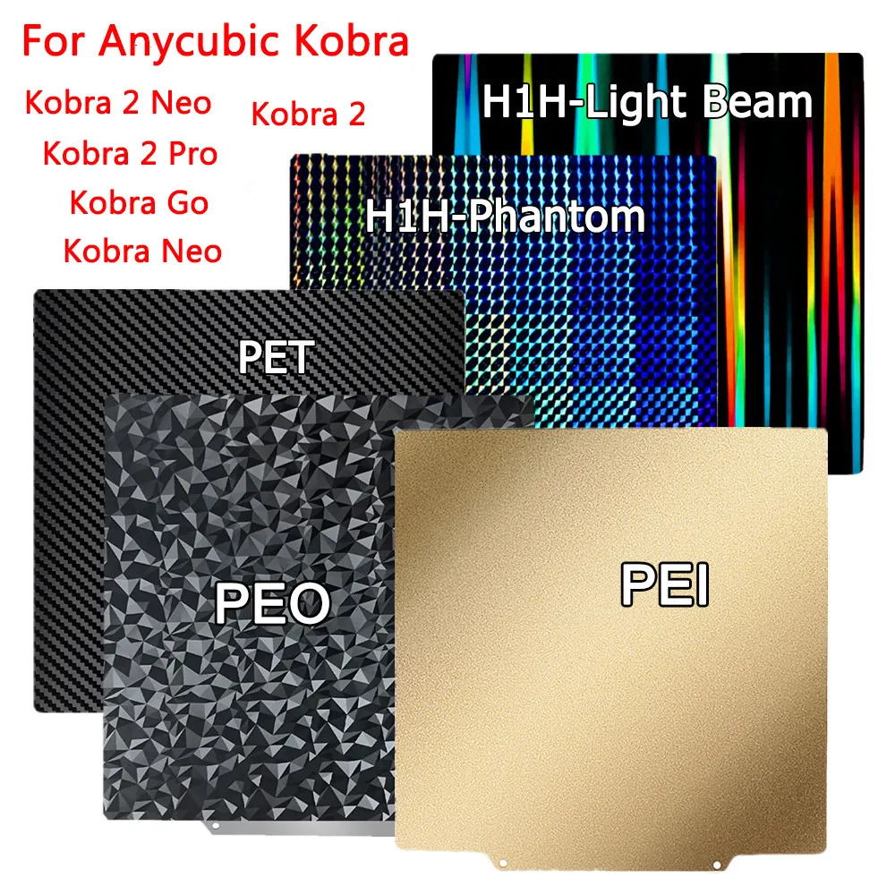 

For Anycubic Kobra 2 Build Plate Kobra 2 Neo/Pro Hot Bed PEO PET Spring Steel Sheet PEI Double Sided Plate for Anycubic Kobra Go
