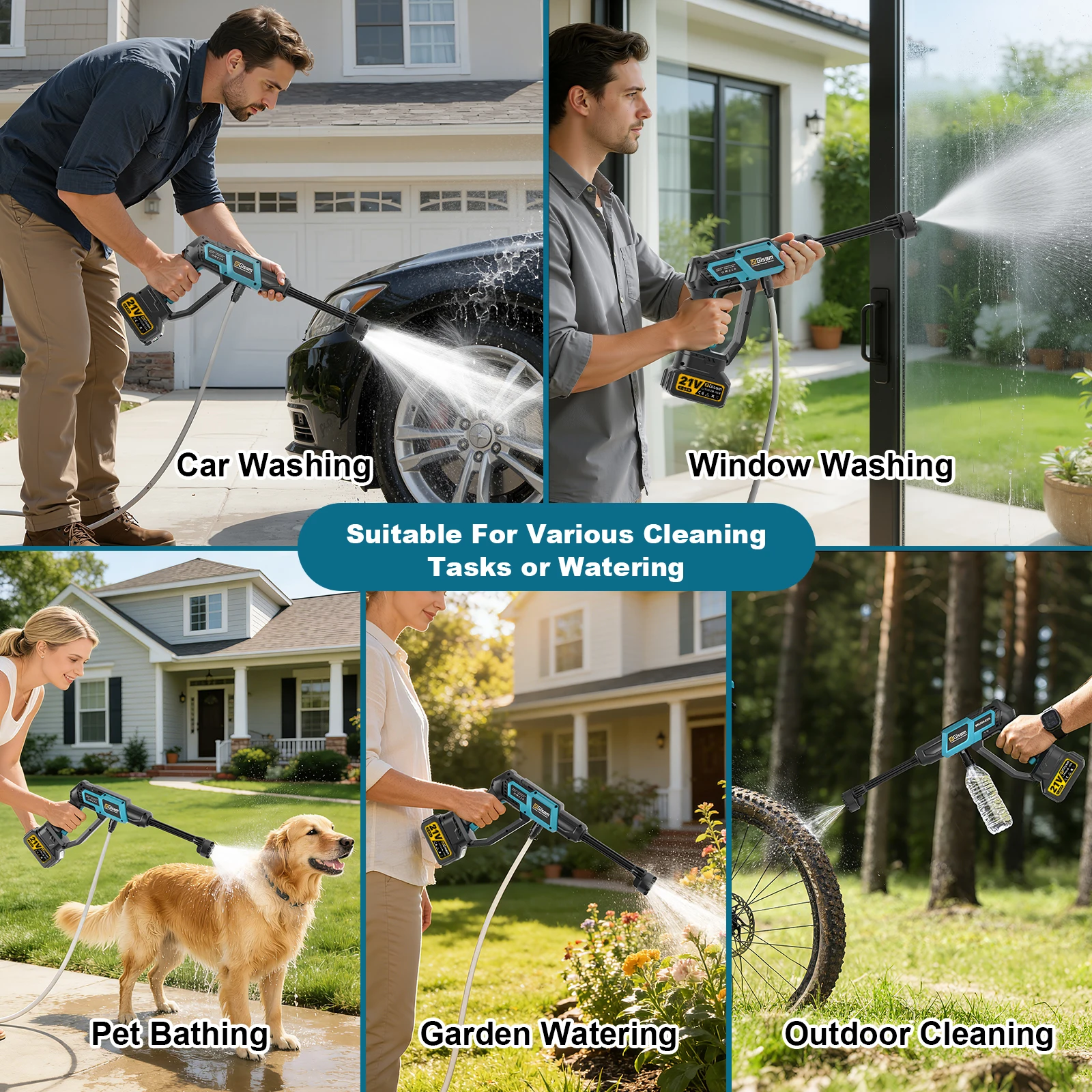 220Bar Brushless Electric High Pressure Car Washer Gun Water Spray Gun Household Garden Tools For Makita 18v Battery Pin