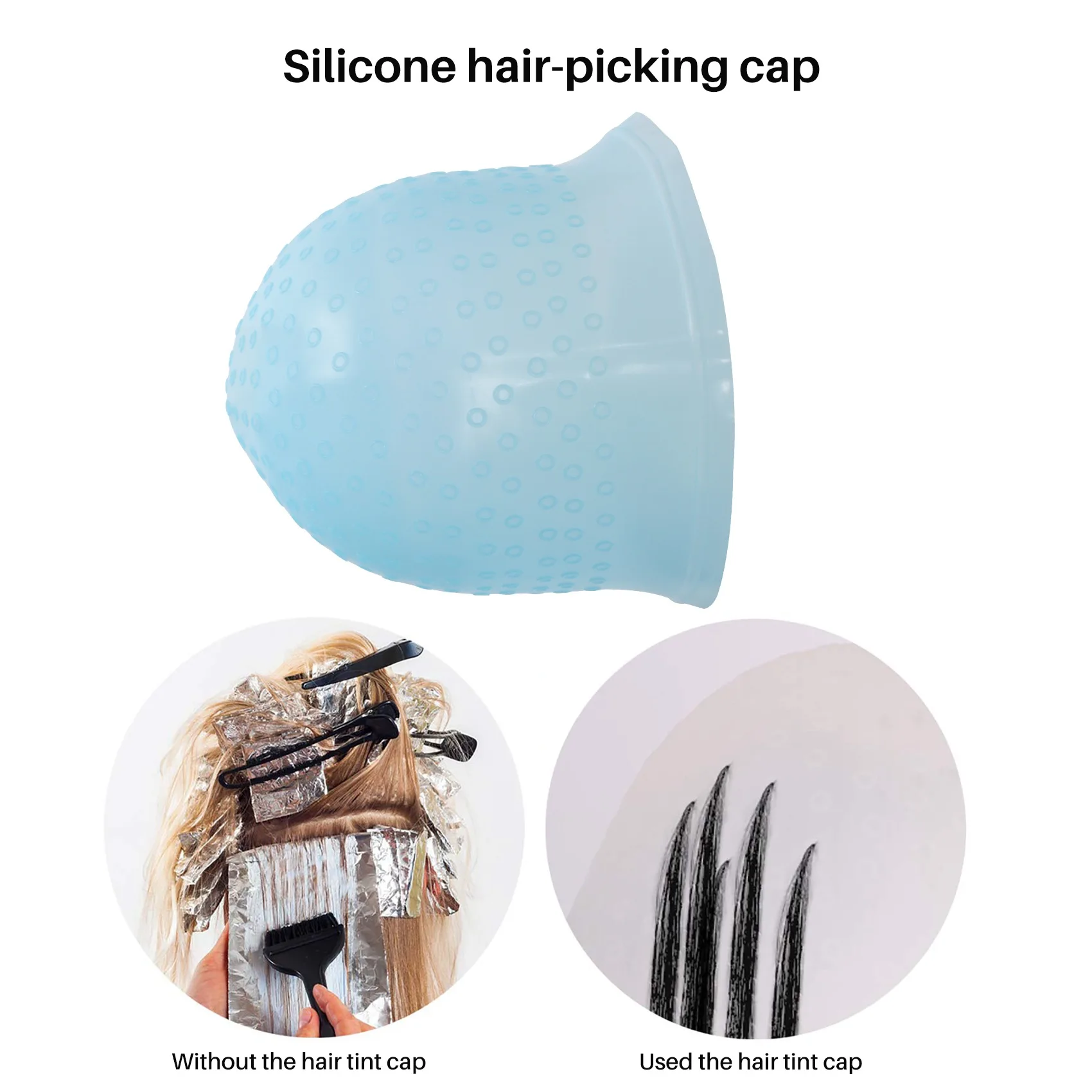 

X11A Reusable Salon Highlighting Dye Hair Coloring Frosting Cap With Metal Hook Blue