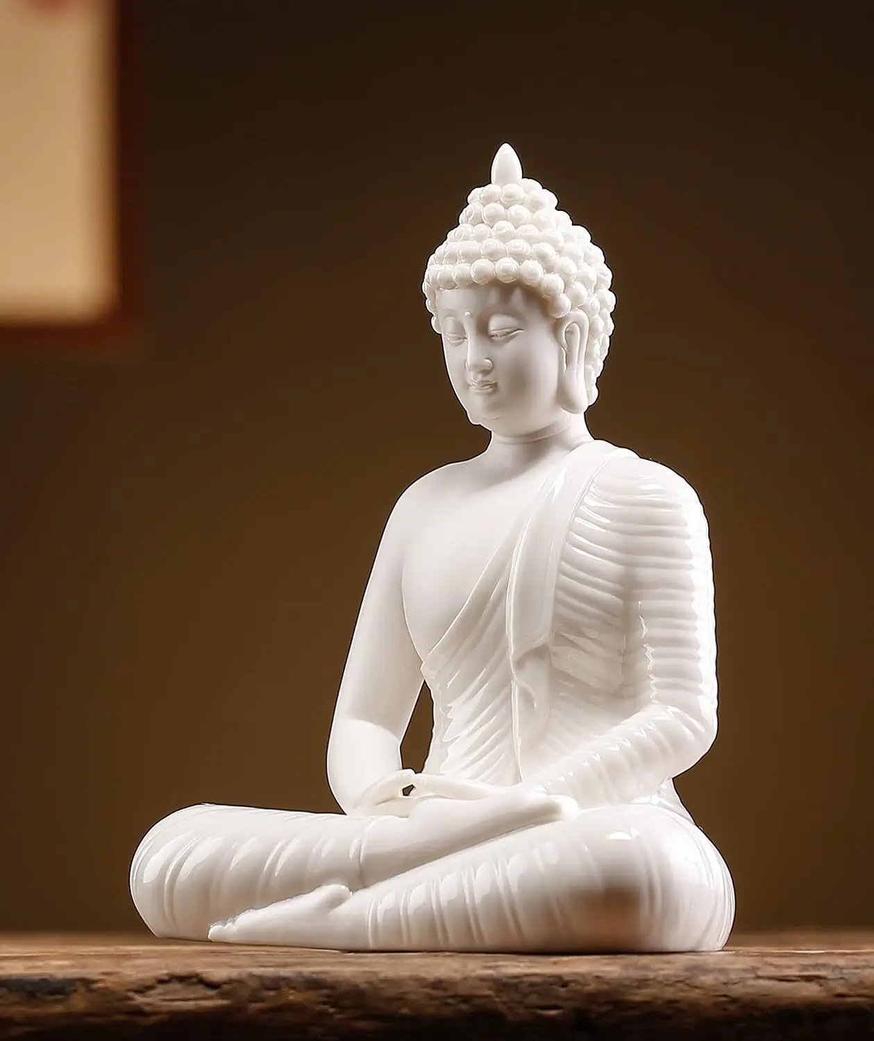 

6 inch Small White Buddha Statue Home Decor Ceramic Meditation Buddha Decor Home