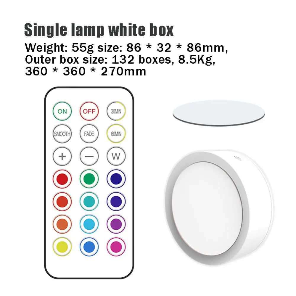 

Pack Battery Powered RGB Led Under Cabinet Light Puck Lights with Remote For Indoor Home Wardrobe Kitchen Decoration