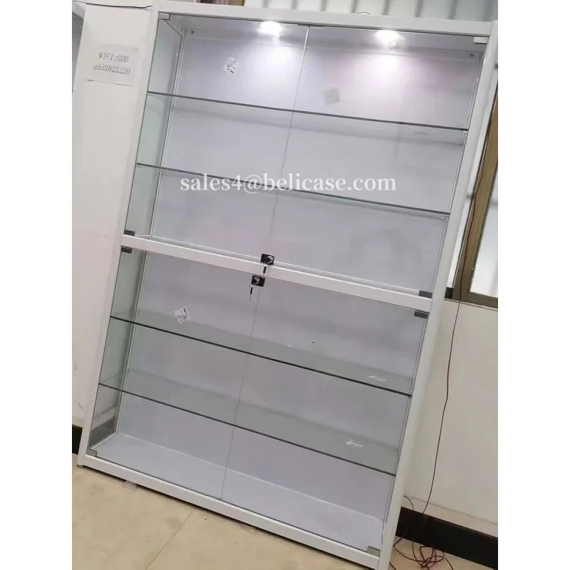 (Customized) Hot Selling Factory Supplier Lockable Aluminum Frame Collectibles Wine Show Tempered Glass Display Cabinet Wit