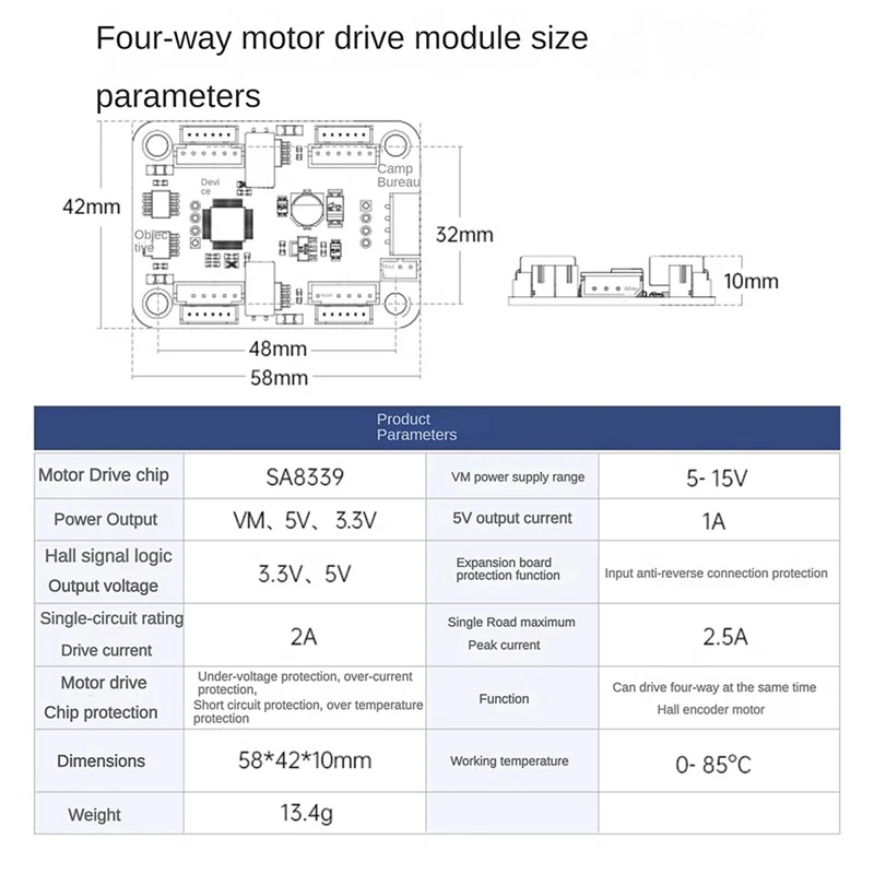 4 Way Encoded Motor Drive Module Onboard Voltage Stabilizing Circuit Motor Control Smart Car Dedicated To Robot Car Part