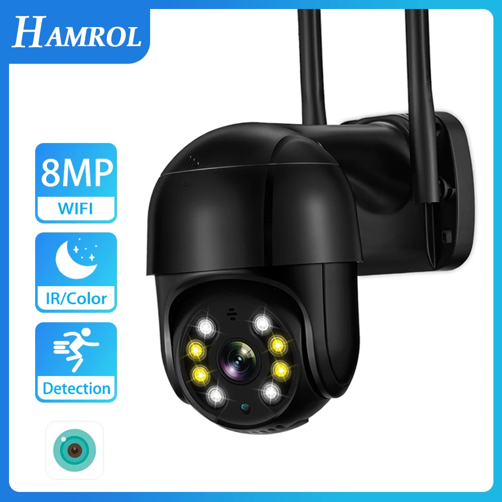 HAMROL HD 8MP PTZ Wifi IP Camera 4K 5MP Surveillance Camera ONVIF 4X Digital Zoom Outdoor Wireless 1080P Security CCTV Camera