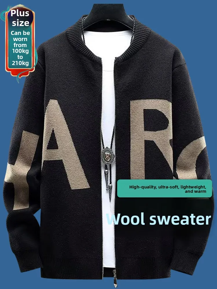 

Extra Large 350 Pou Men's Knitwear Woolen Open Cardigan Casual Loose plus Size Fatter 300 Pou Cardigan Coat