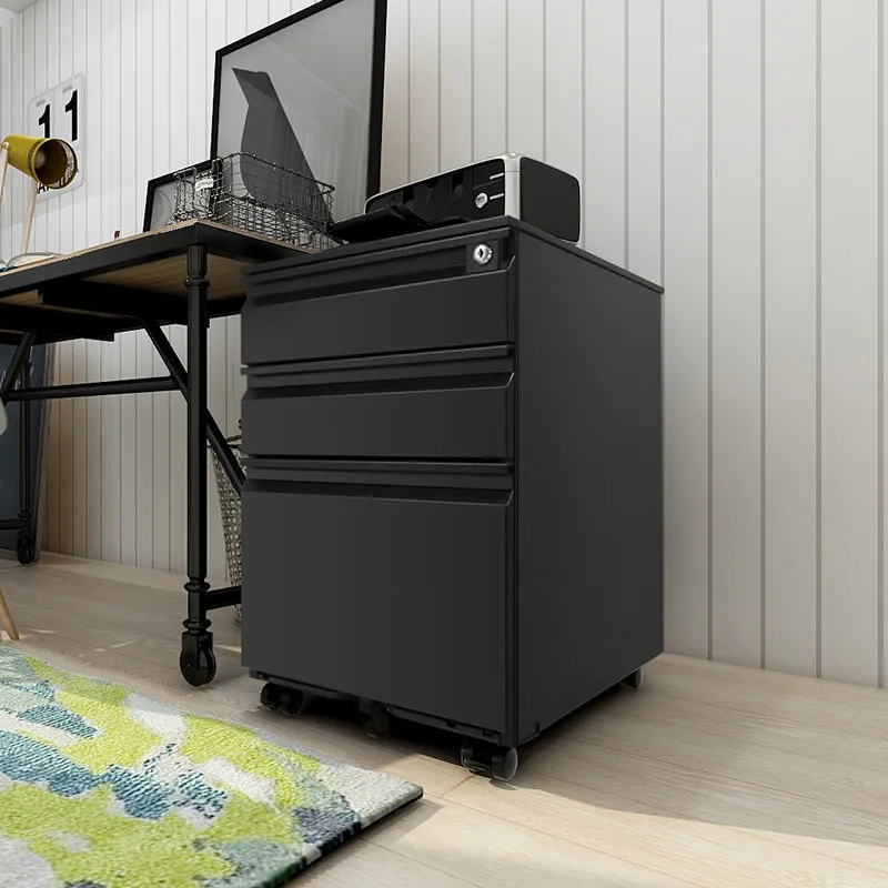 Office Locked File Cabinet Movable Cabinet Mobile  Under Table Side Storage Cabinet