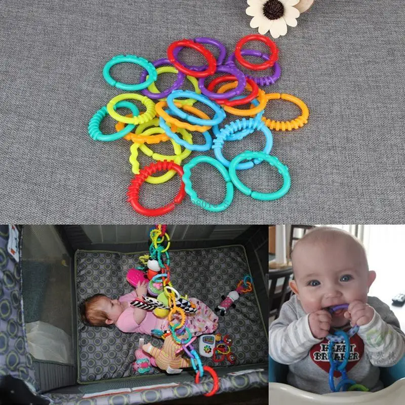 

Baby Teething Ring Colorful Rainbow Rings Stroller Gift Decoration 24Pcs
