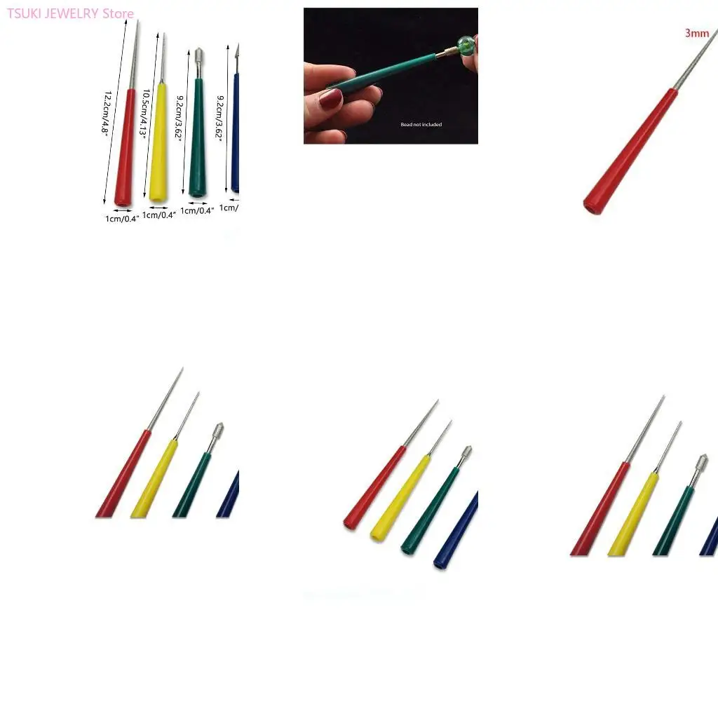 62KE 4Pcs Bead Hole Enlarger Tool Set Diamond Pearl Glass Beads Reamer Jewelry Tools