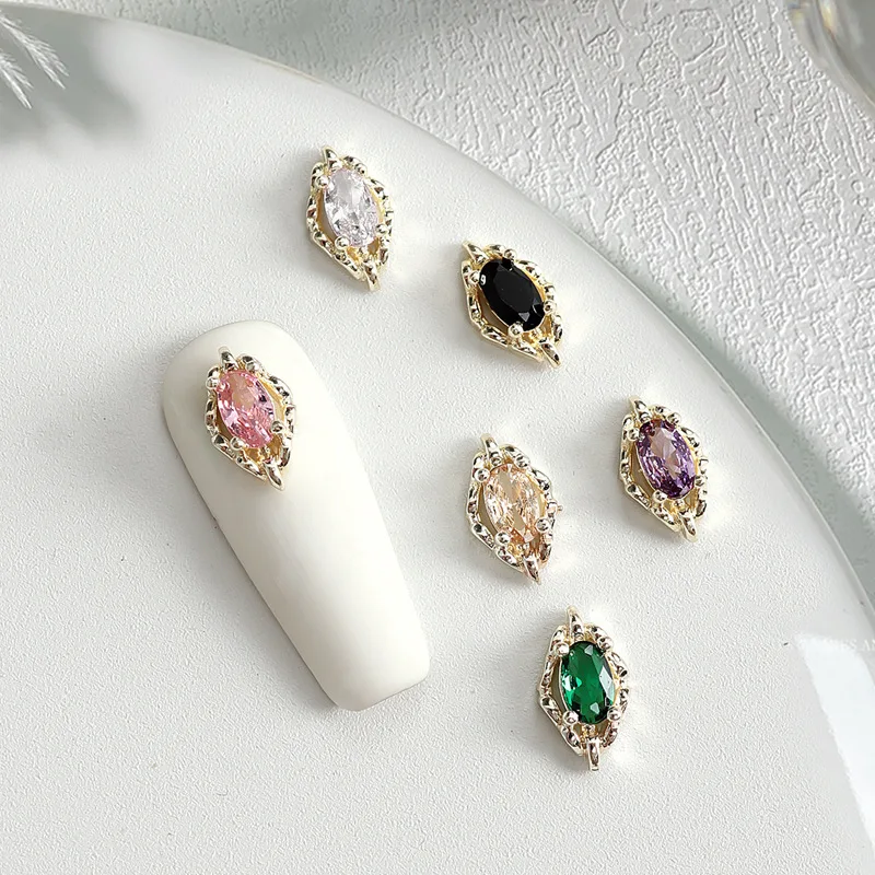 5Pcs New Quality Horse Eyes Nail Designs Charms Luxury Zircon Nail Art Charms Jewelry For Nail Art Multi-Colors Gems Charms