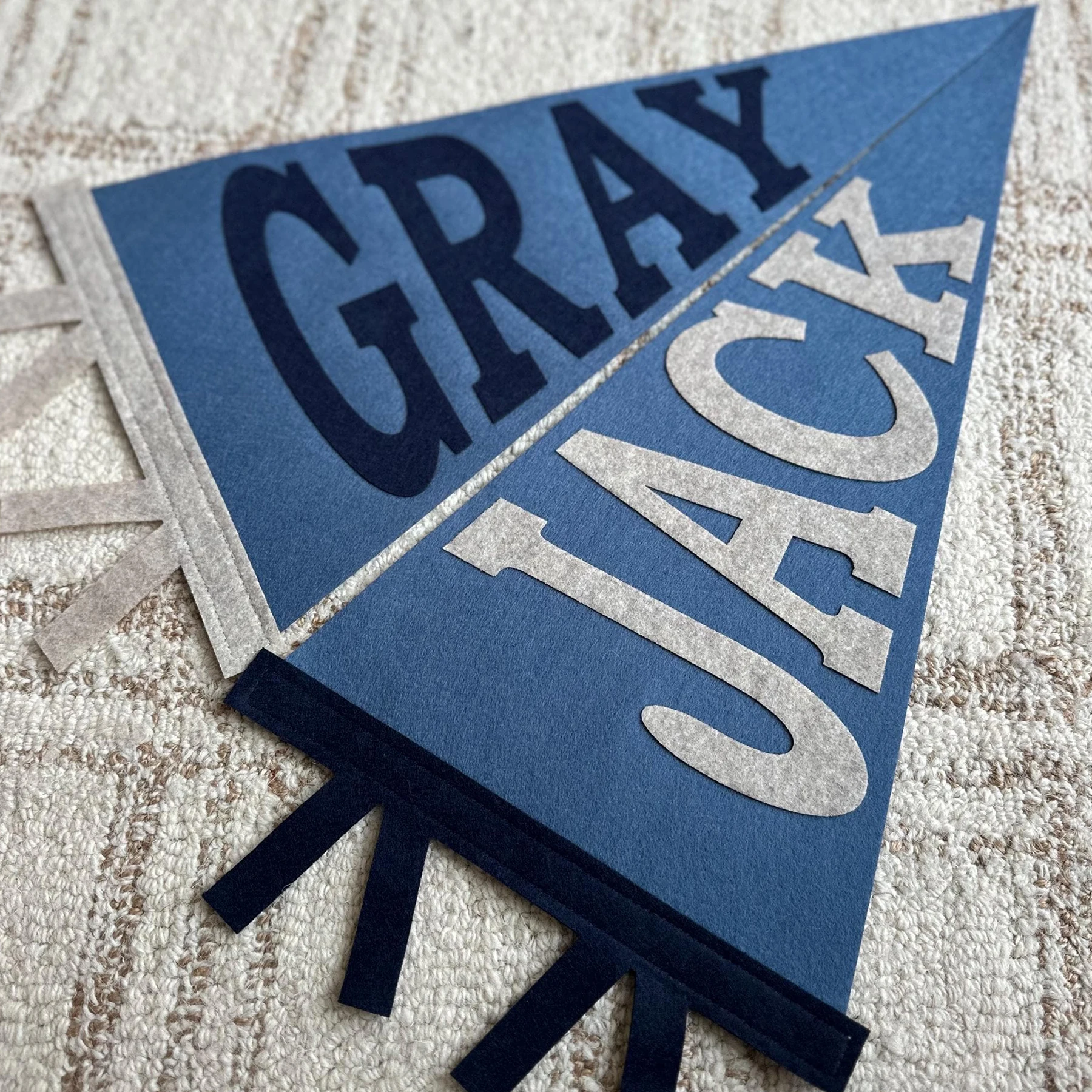 Personalised Felt Name Pennant Custom Baby Name Banner Neutral Nursery Wall Decor Kids Room Hanging Flag Unique Baby Gift
