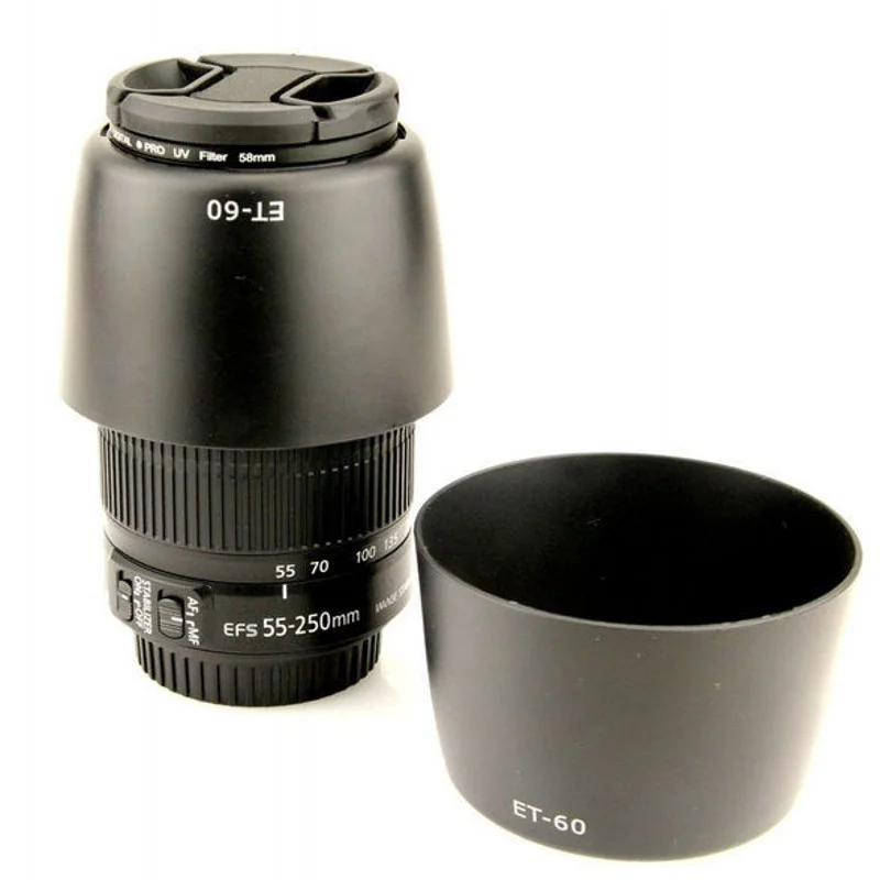 1PCS camera Lens Hood ET60 ET-60 for Canon EF 75-300MM F/4-5.6 III EF-S 55-250MM F/4-5.6 IS