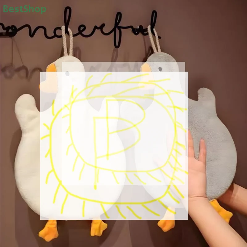 ( ● ' ◡ ' ● )%( ● ' ◡ ' ● )منشفة يد من الصوف المرجاني على شكل أوزة، منديل ماص للتعليق