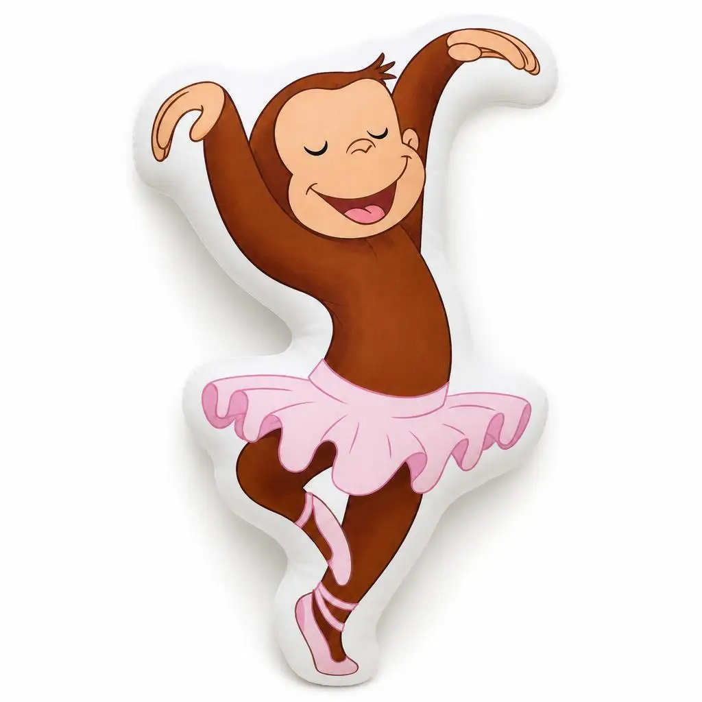 Curious George Monkey Ballet Ballerina Plush Pillow Cushion Irregular Stuffed Throw Pillow Home Decor Gift Sofa Bed