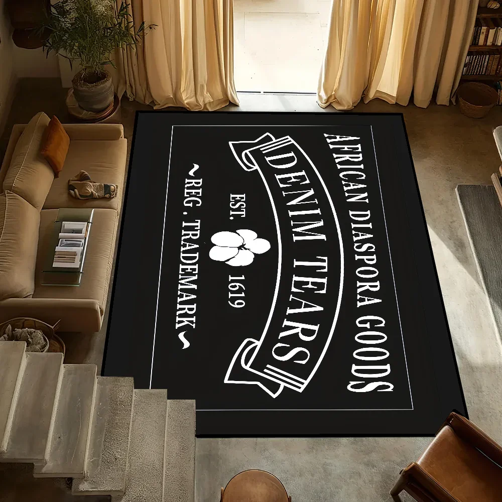D-Denim Tears Inspired Carpet for Living Room Teenager Room Decor Bedside Sofa Soft Area Rug Coffee Table Floor Mat Lounge Rug
