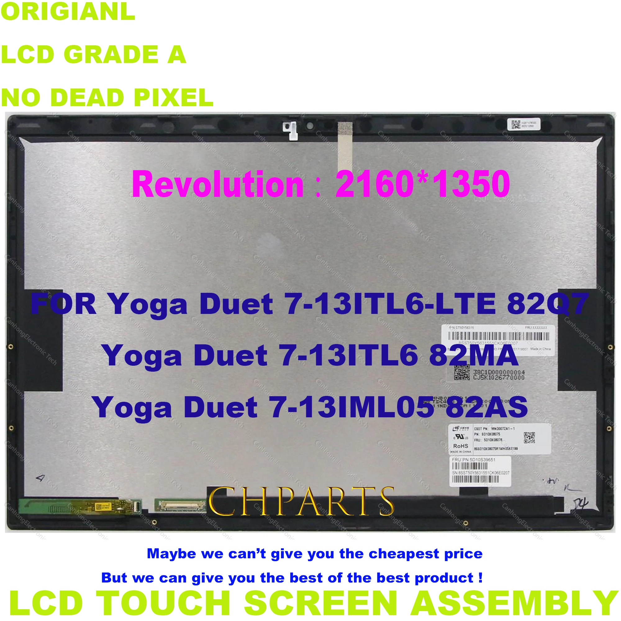 For Lenovo Yoga Duet 7 13ITL6-LTE 82Q7 ITL6 82MA IML05 82AS Tab 13 YT-K606F YT-K606M Tablet LCD Touch Screen Assembly Display