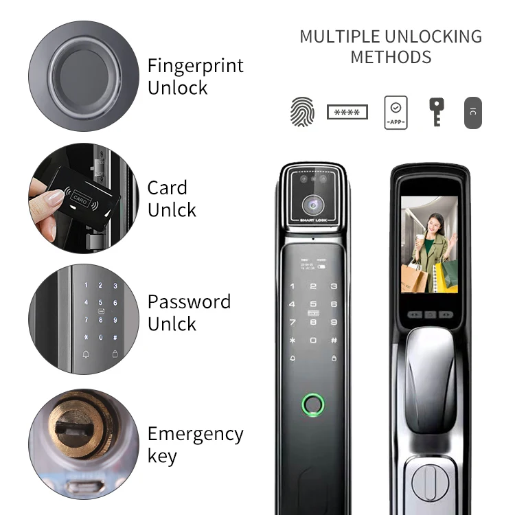 3D Face Recognition Digital Smart Lock Fingerprint Password Card Key Automatic Unlock With Camera