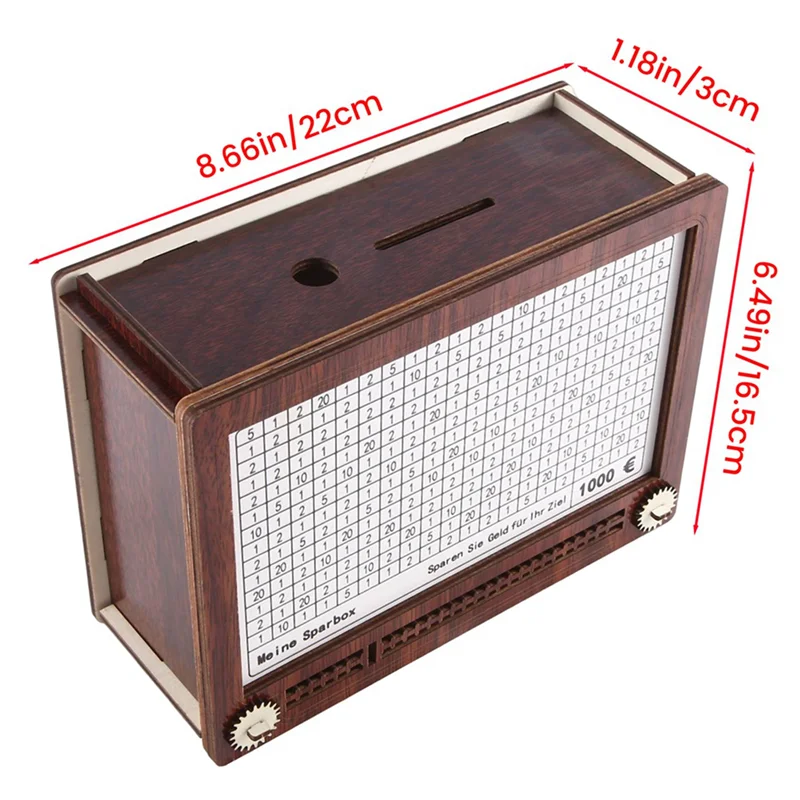 1 قطعة صندوق نقود خشبي صندوق تخزين حصالة ريترو مع صندوق نقود ماركر، صندوق نقود قابل لإعادة الاستخدام، 10000 دولار