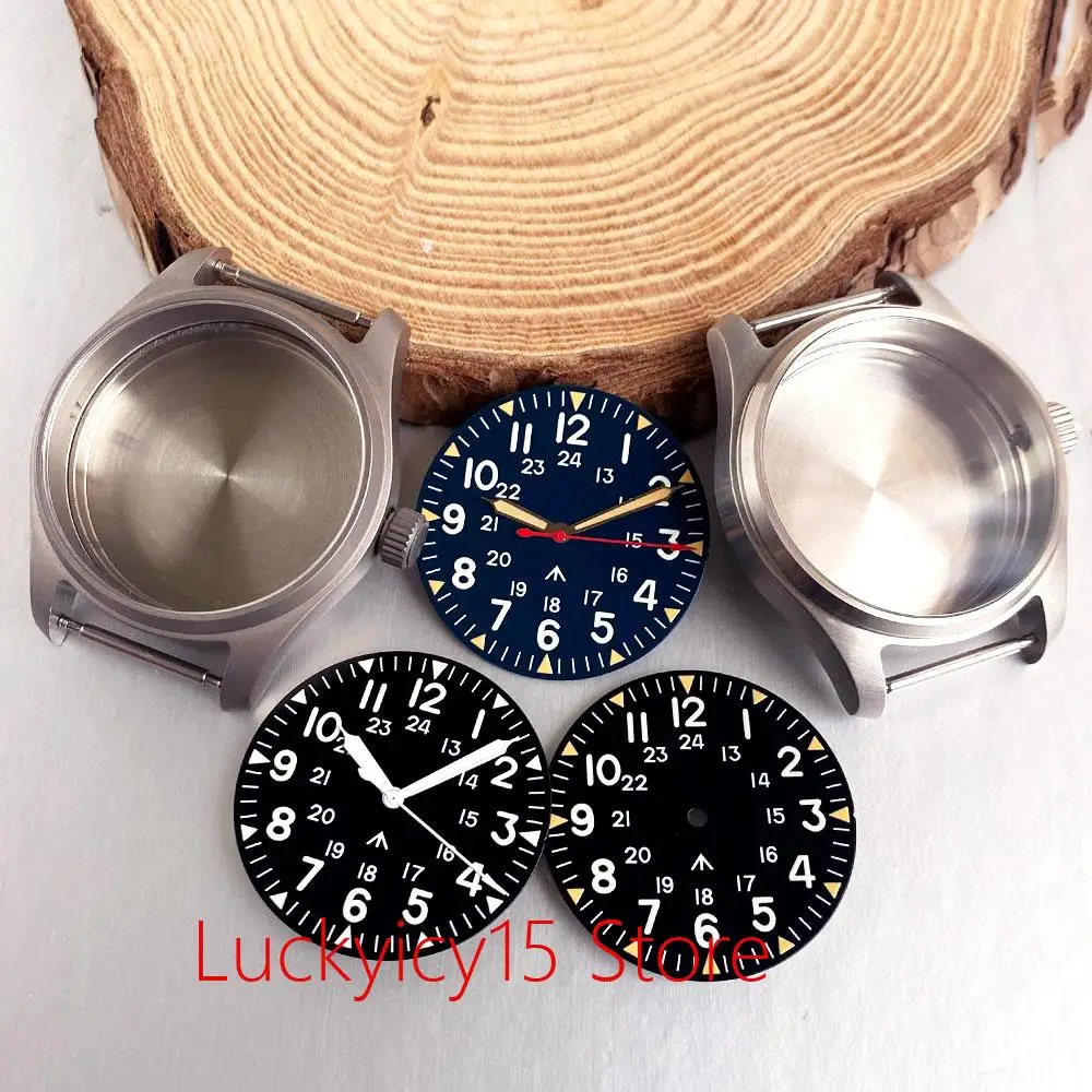 Titanium/Stainless Steel 39MM Pilot Watch Case 33.5mm Watch Dial Hands for NH35 NH36 ETA2824 PT5000 VH31 Sapphire Watch Parts