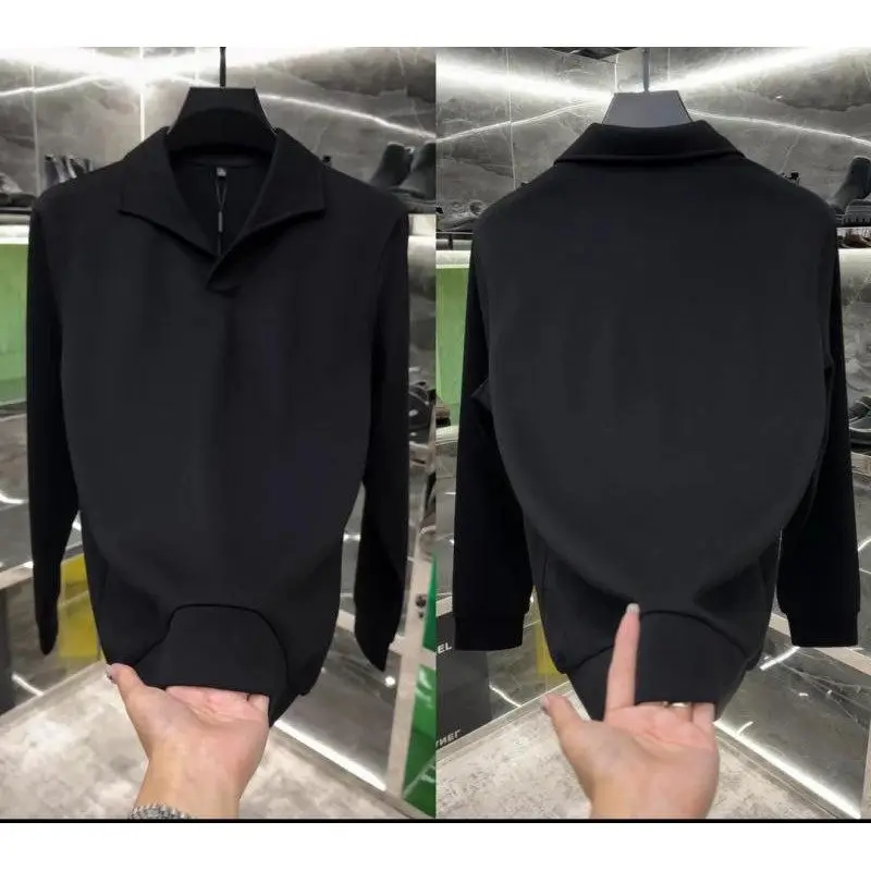 

High-Quali Men's Basic Color Long Sve Sweatirt Trendy Autumn New Arrival Versatile Comfortable Cotton Blend T-irt