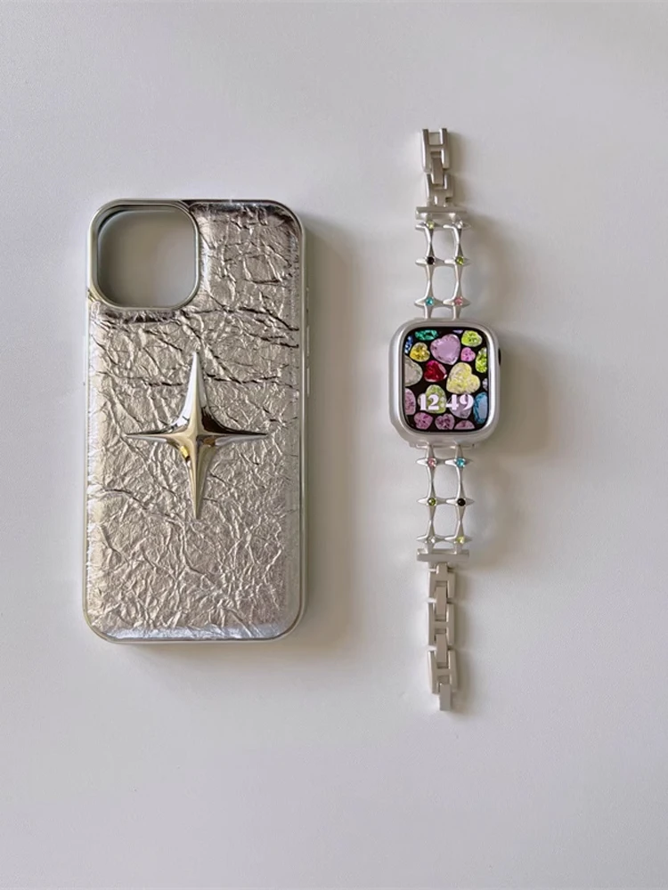 

Korea Diamond Band For Apple Watch 38mm 41 40mm 42mm 45mm 49mm Star Hollow Metal Bracelet Strap For iWatch Ultra 9 8 7 SE 6 5 4