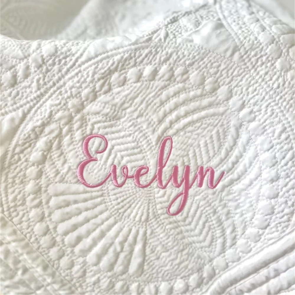 Monogrammed Baby Quilt Personalized Name Baby Nursery Toddler Blanket Custom Embroidered Name Newborn Baby Shower Gift Blankets