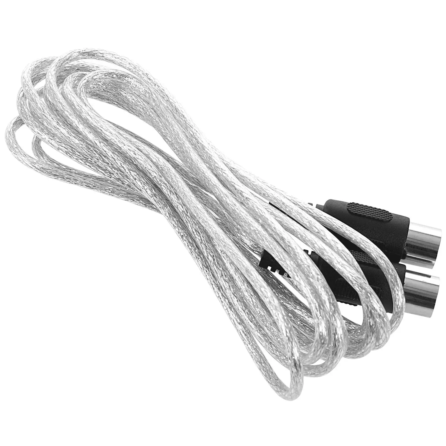 Supernew  Newest 3 meter 10ft MIDI Extension Cable 5 Pin Plug Male To Male Connector Silver
