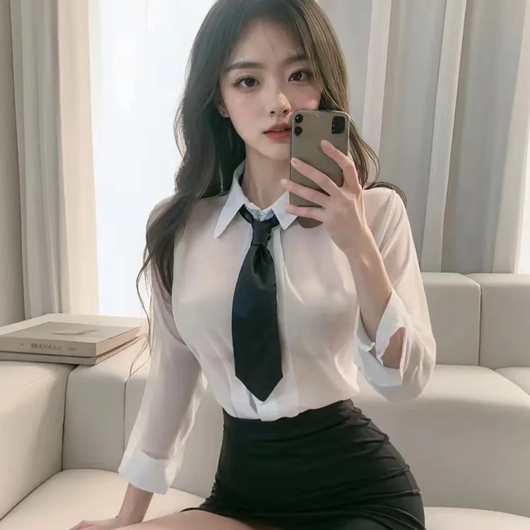 Sexy Lingerie Plus Size Secretary Uniform Seduction Passion Perspective Female Teacher Hip Skirt Lingerie Cosplay