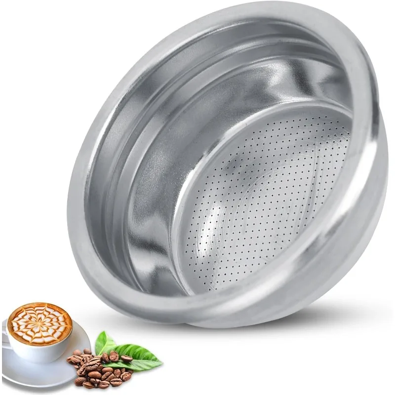 Simple Stainless Steel Coffee Grounds Bowl 58mm Double-layer for Espresso Machine, Double Shot Filter Basket Coffee Powder Bowl