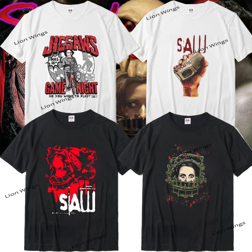 Summer Tshirt for Men Vintage T Shirt SAW Head Torture Horror Movie Printed Shirt T-shirt Novelty Women Short Sleeve Top Tees