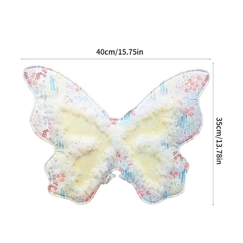 U13F Kids Dress Up Butterfly Wing Props Props Ploral Print Soft Fabric Fabric Belt