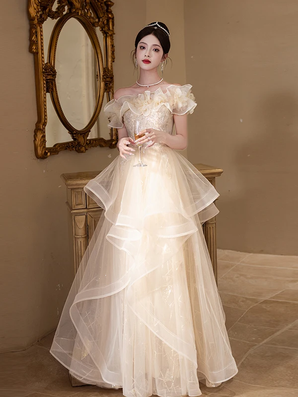 

Новое женское вечернее платье Ele на одно плечо, 2025 года, сексуальное, с завышенной талией, А-силуэт, длинное, для банкетов, выступлений и торжественных мероприятий