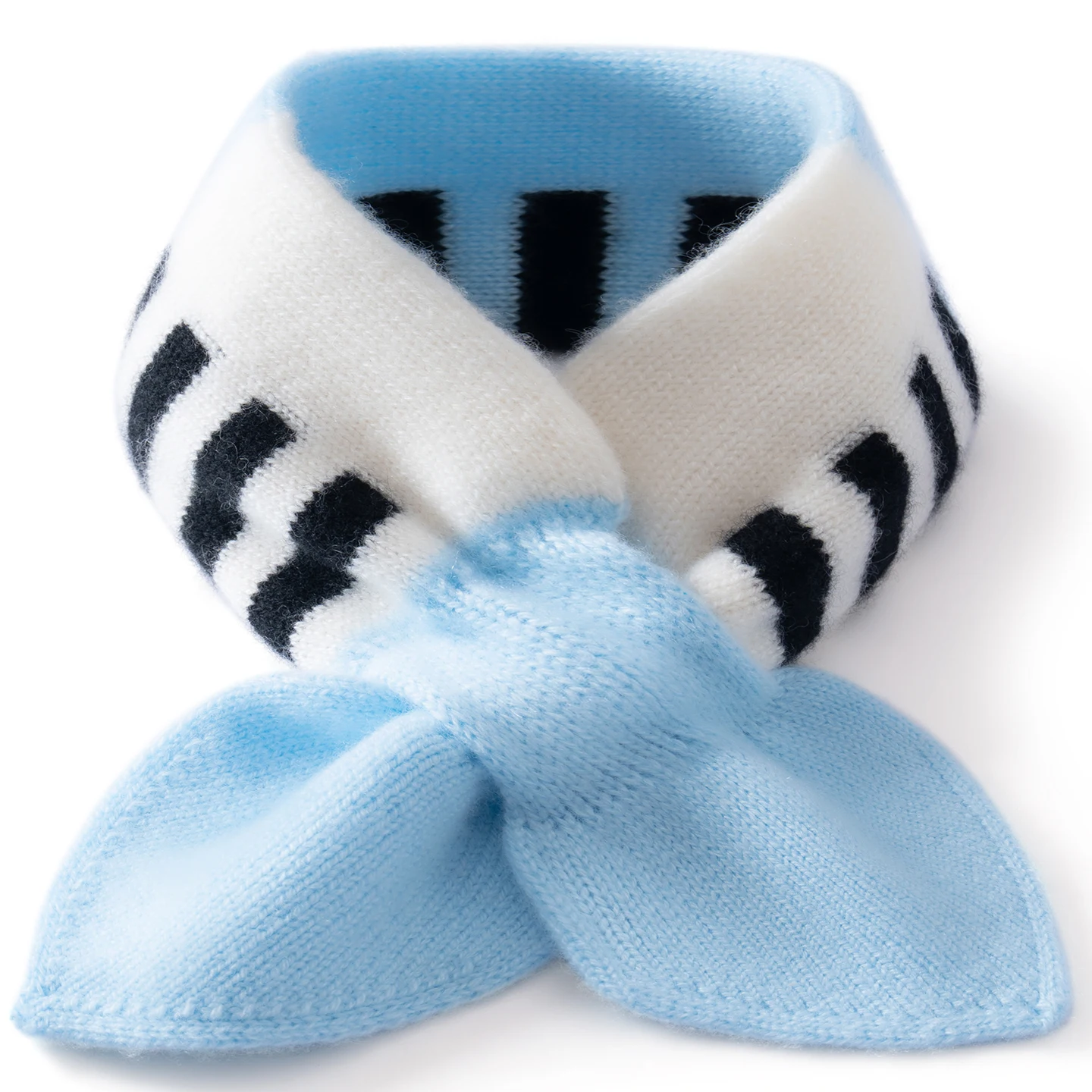Jueqi Children's Cashmere Scarf — Unisex Jacquard Stripes with Openwork Detail, Cozy & Stylish, New Fall/Winter Collection