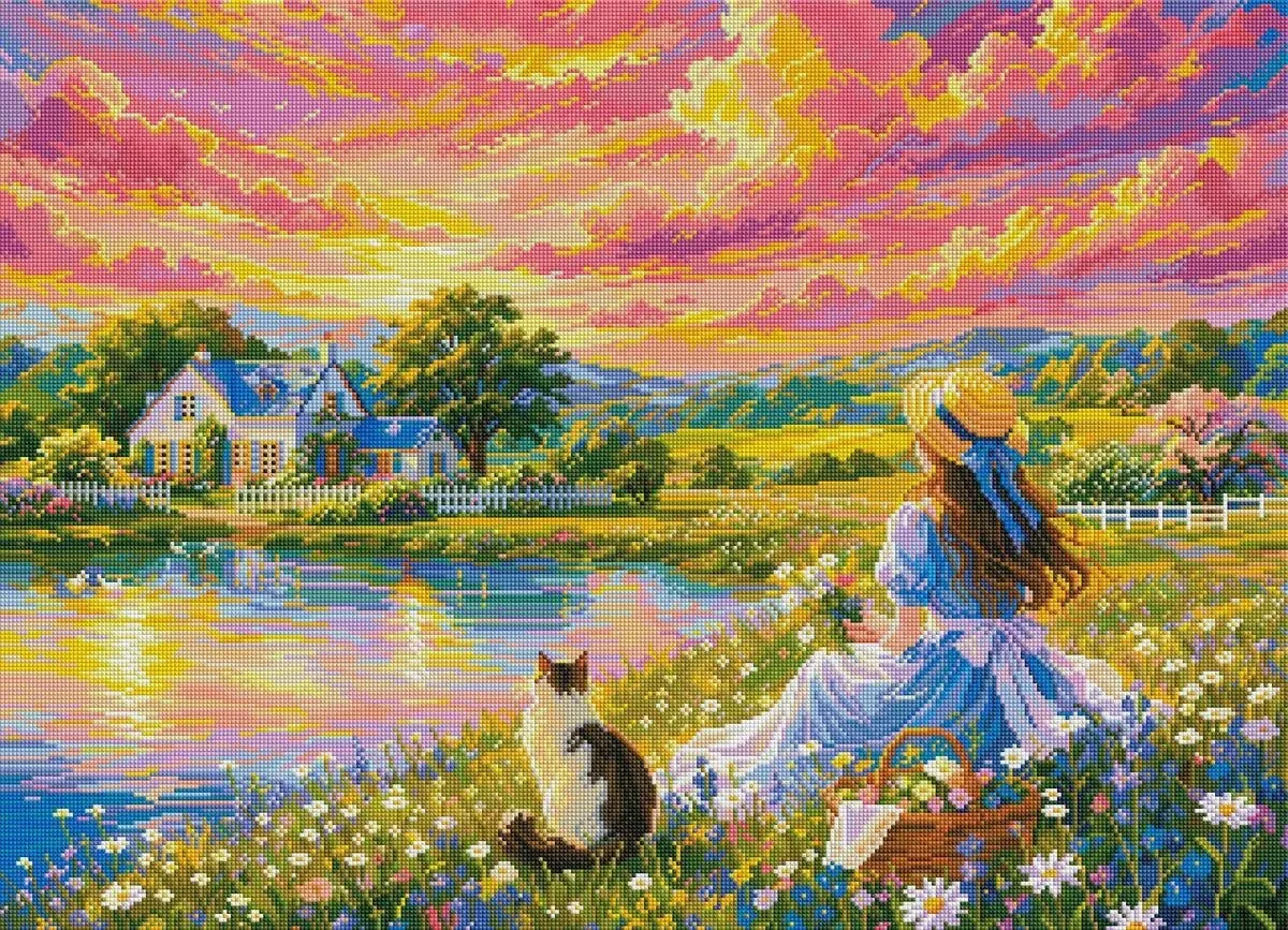 9CT 11ct 14ct Girl Printed Kit Cross Stitch Embroidery DIY Needlework Home Decor Crafts With Needles Threads 80 Colors